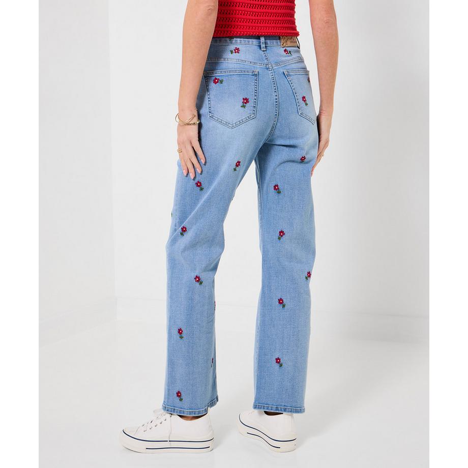 Joe Browns Jeans Slim Fit Gamba Dritta con Ricamo Floreale  