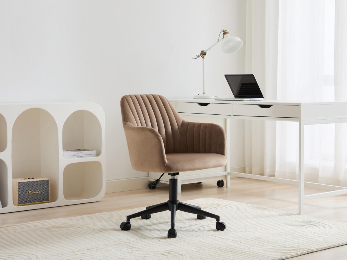 Vente-unique Chaise de bureau - Velours - Beige et noir - Hauteur réglable - ELEANA  