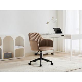 Vente-unique Bürostuhl höhenverstellbar - Samt - Beige & Schwarz - ELEANA  