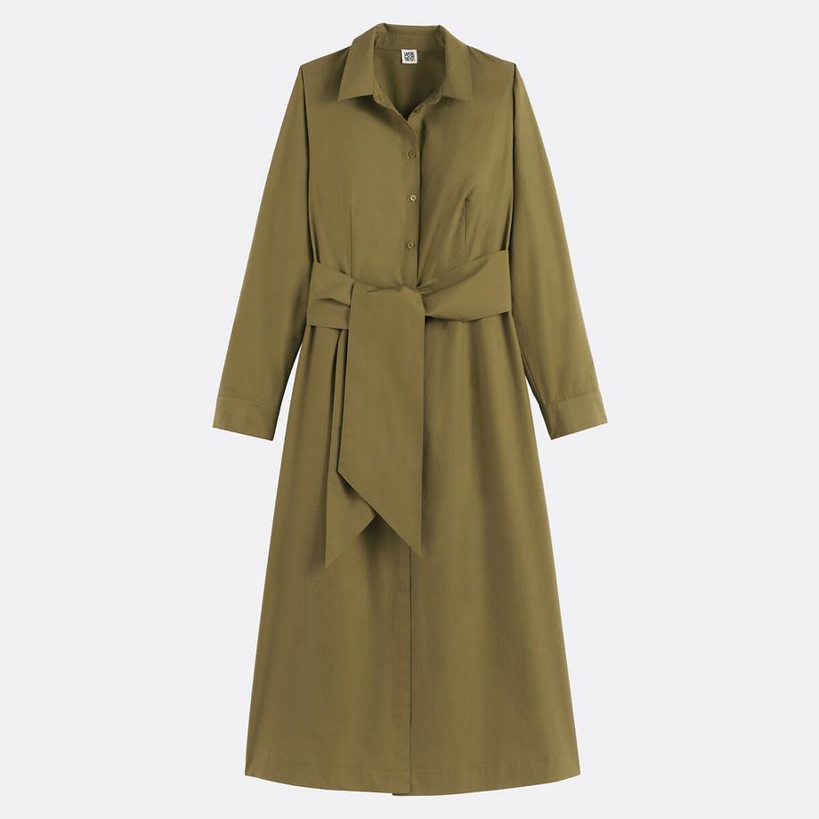 La Redoute Collections Robe chemise midi à manches longues et ceinture à nouer  