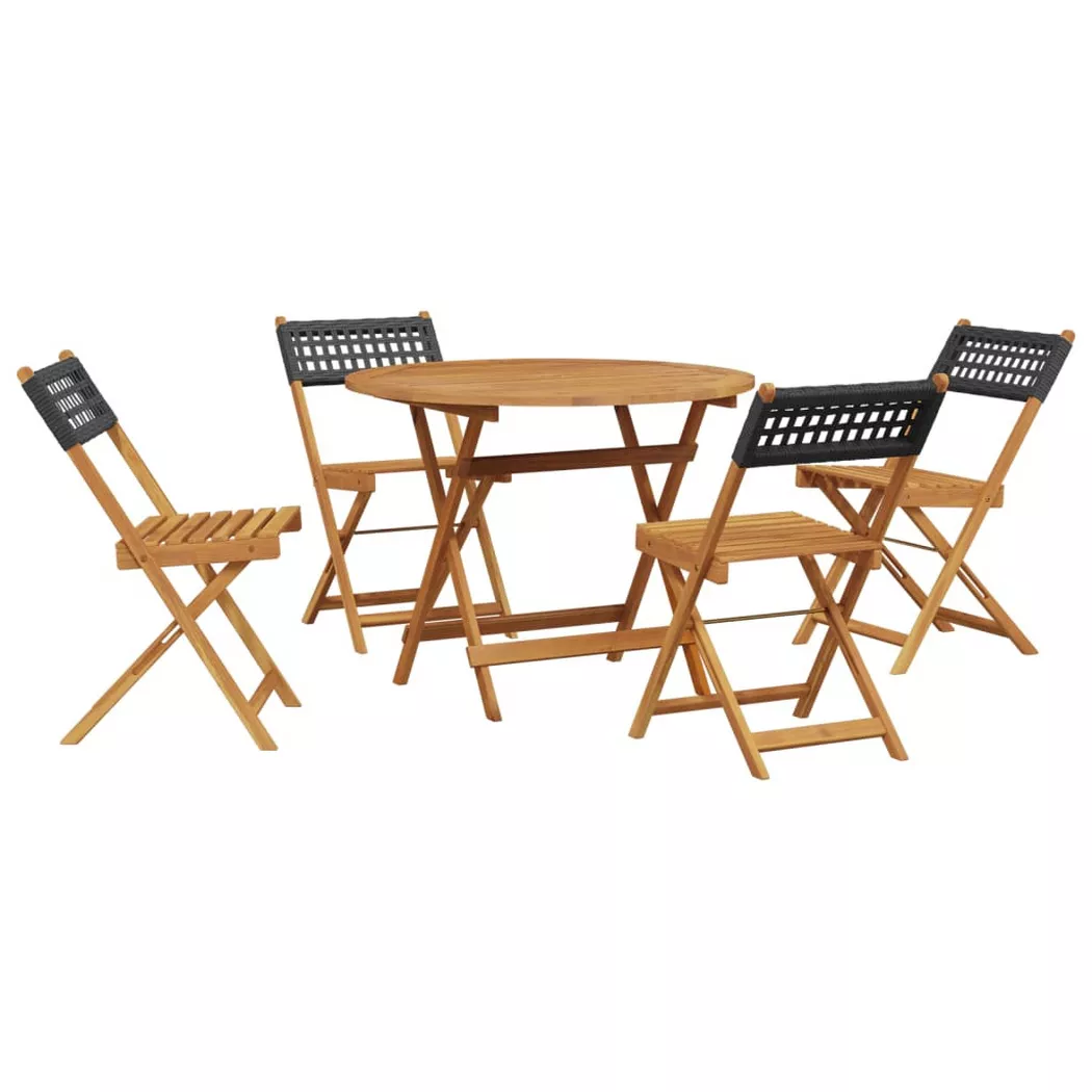 Vidaxl Set Da Pranzo Per Giardino 5pz Nero Polyrattan E Legno