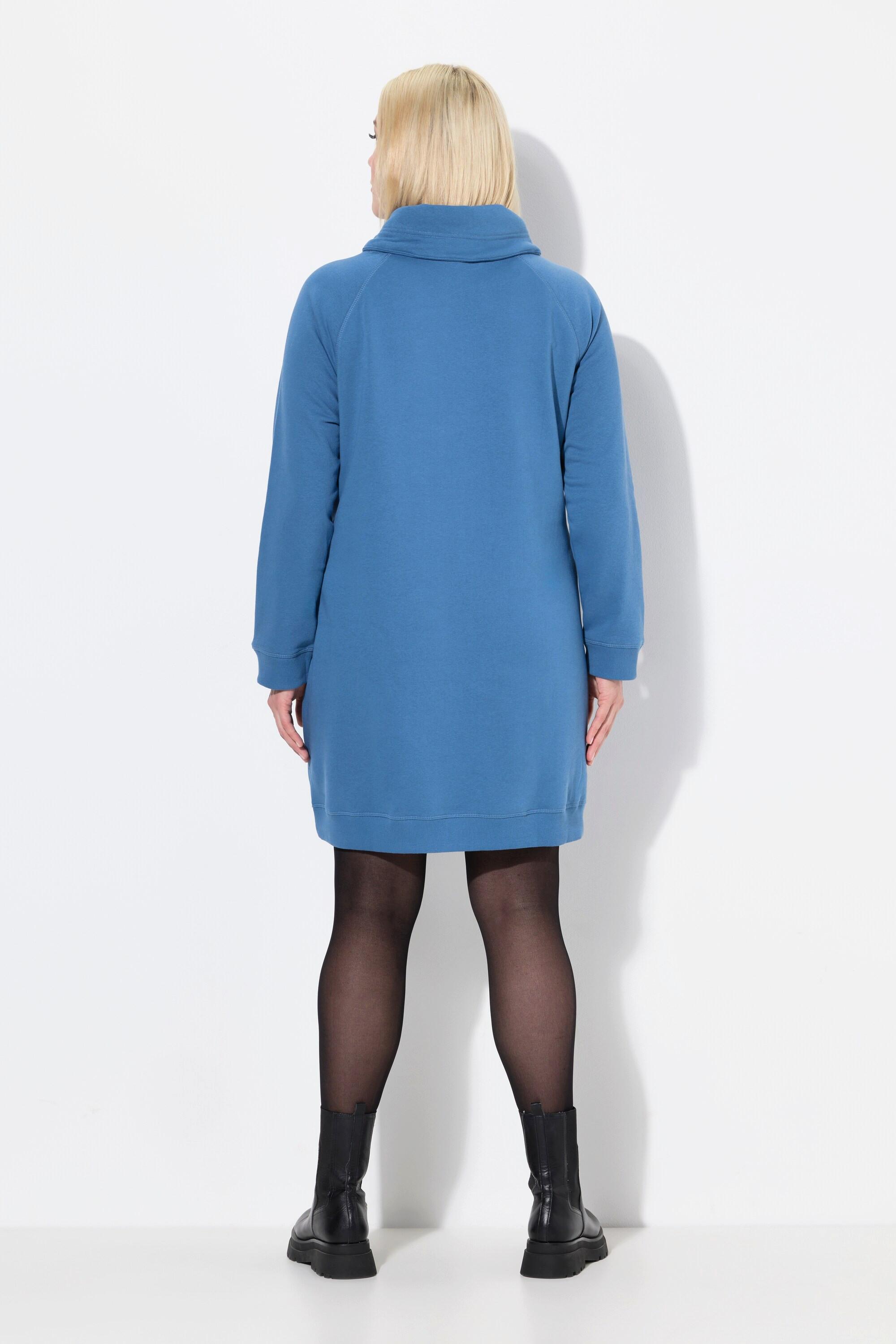 Ulla Popken Abito di Felpa Collo Alto Maniche Lunghe con Tasche  