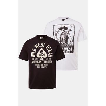 Lot de 2 t-shirts à manches courtes, col rond et imprimé poitrine - jusqu'au 8 XL