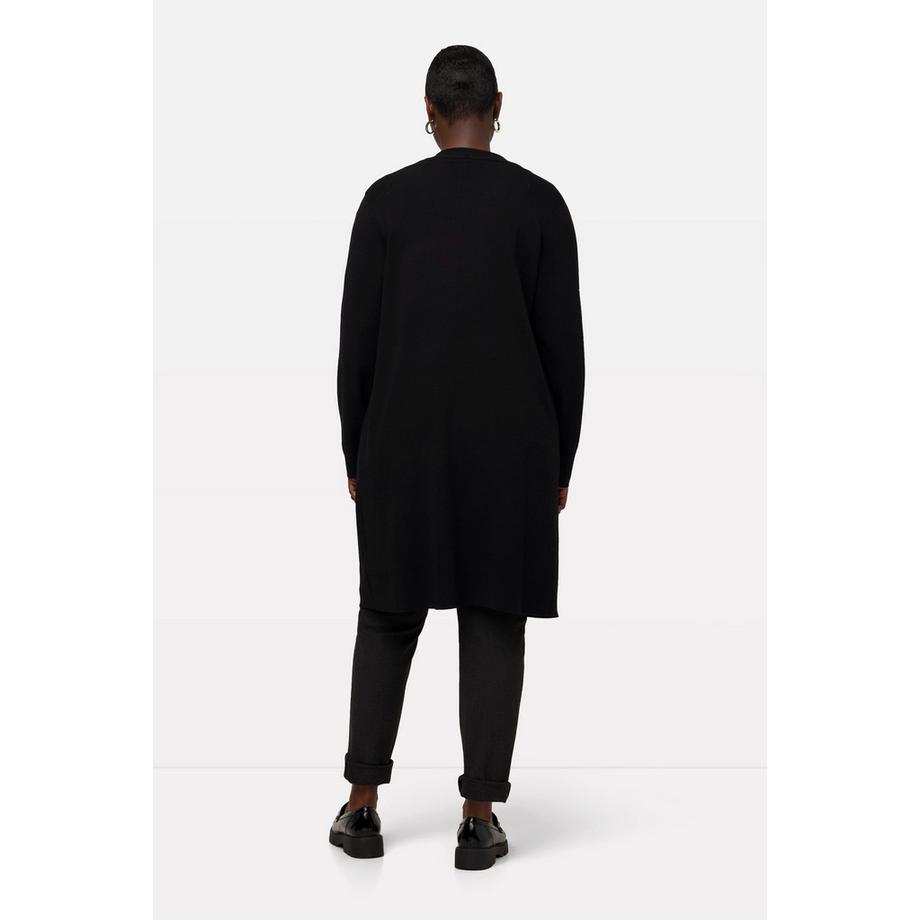 Ulla Popken Cardigan long ouvert en maille fine  