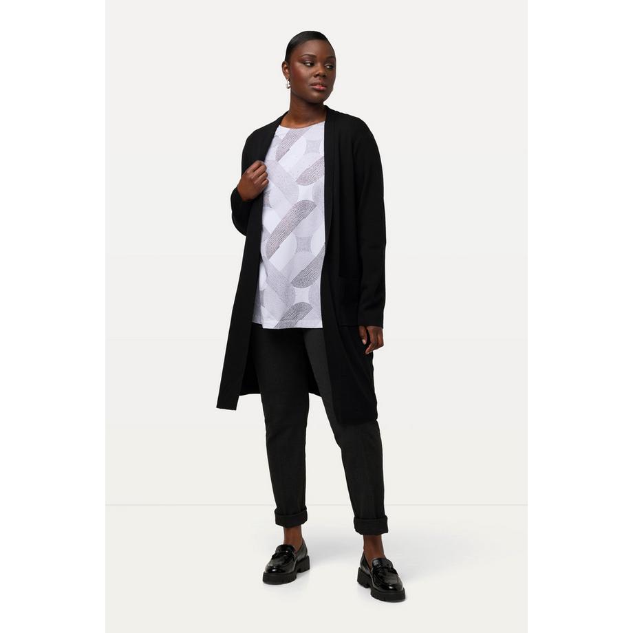 Ulla Popken Cardigan long ouvert en maille fine  