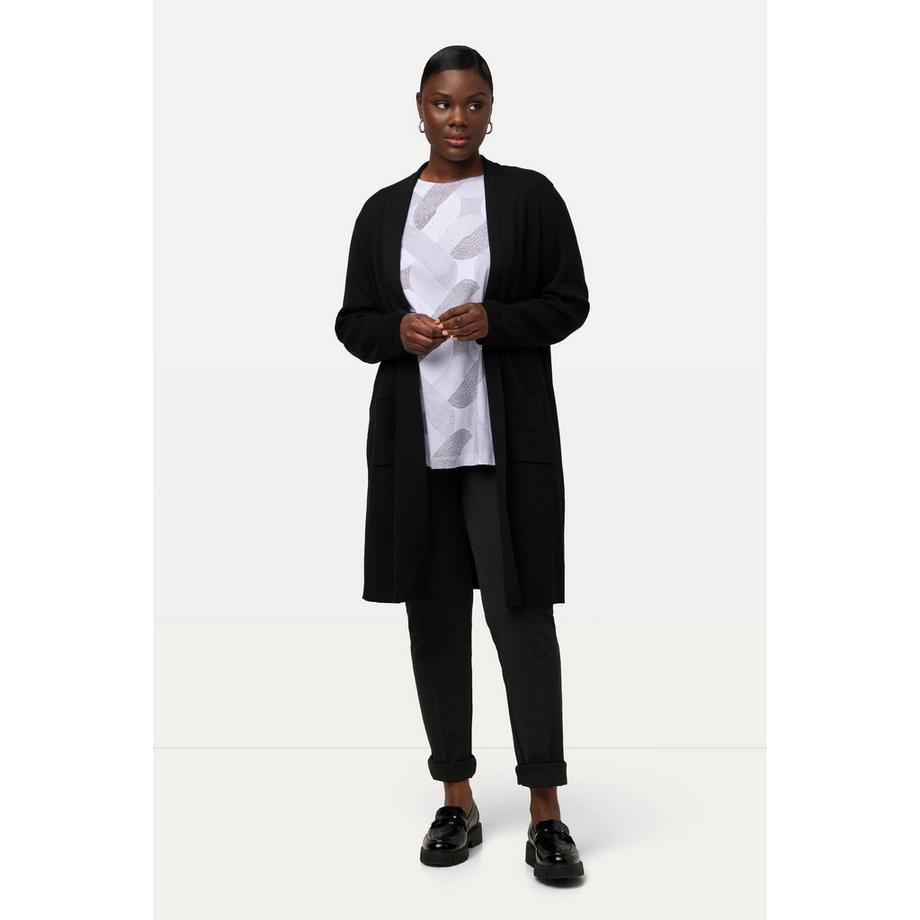 Ulla Popken Cardigan long ouvert en maille fine  