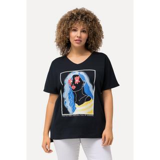 Ulla Popken  T-shirt oversized imprimé femme. Col rond et manches courtes 