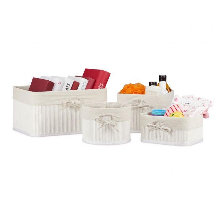 Lot de 4 paniers de rangement en bambou