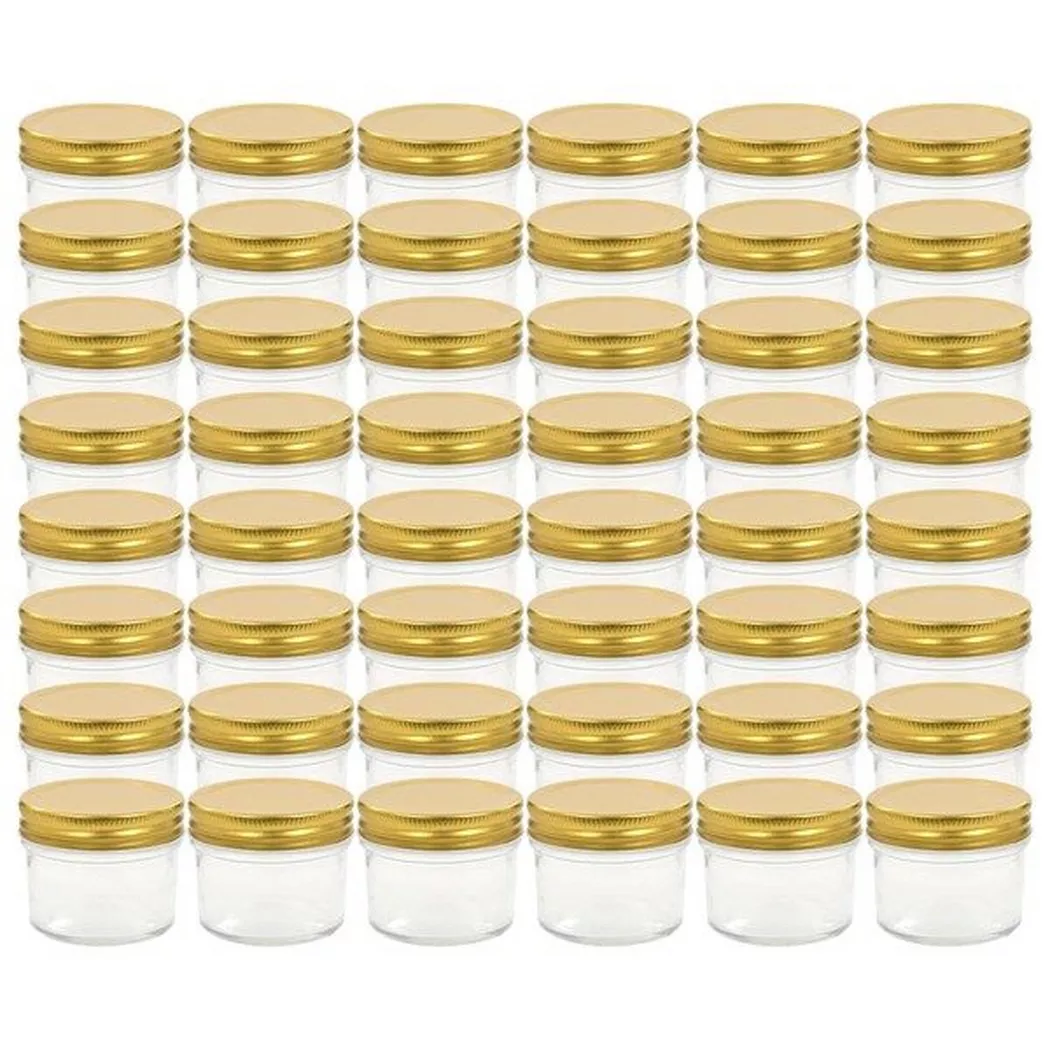 vidaXL Marmeladengläser mit goldenem Deckel 48 Stk. 110 ml