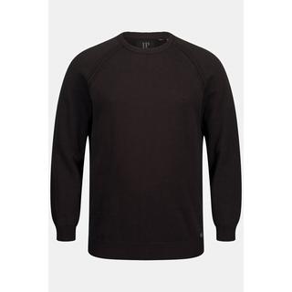 JP1880  Pullover, offene Kanten, Rundhals, Raglan-Langarm 