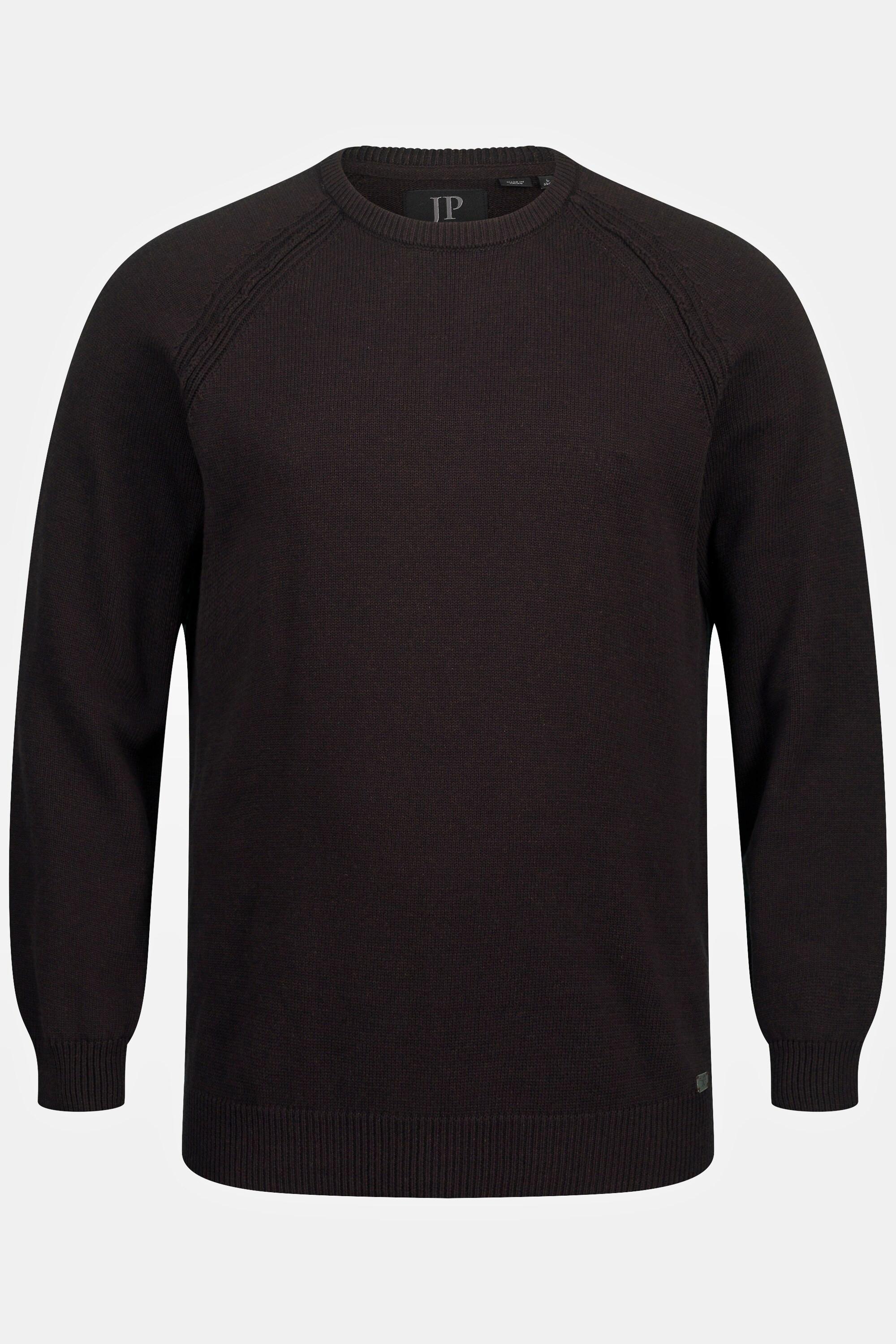 JP1880  Pullover, offene Kanten, Rundhals, Raglan-Langarm 