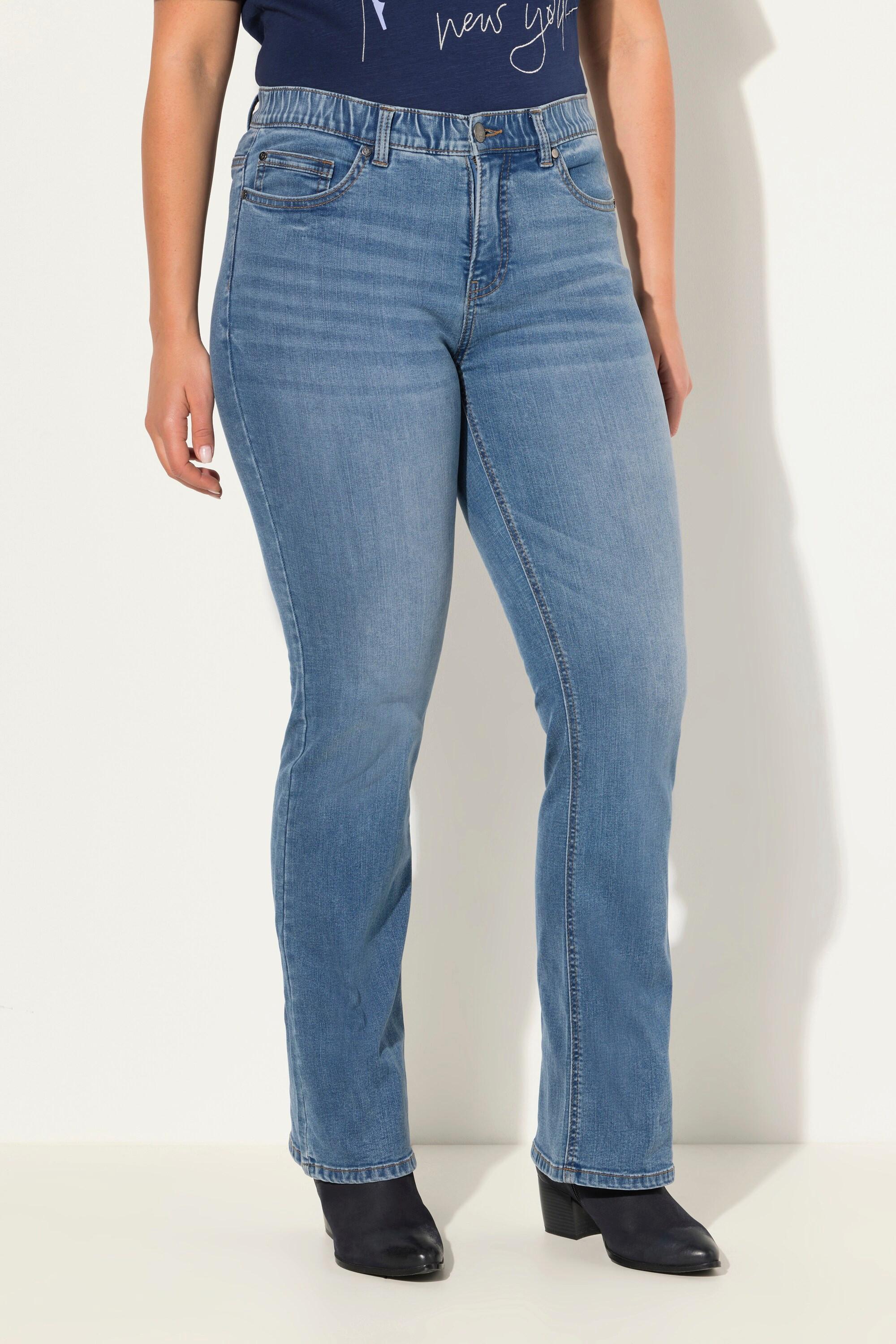 Ulla Popken  Jeans modello Mary con boot cut, taglio della gamba ampio e design a cinque tasche 