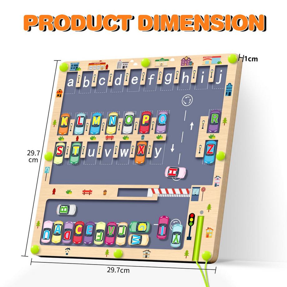 Activity-board  Magnetspiel Holz-Labyrinth-Spiel Kinderspielzeug Alphabet-Lernspielzeug Motorik-Spielzeug 