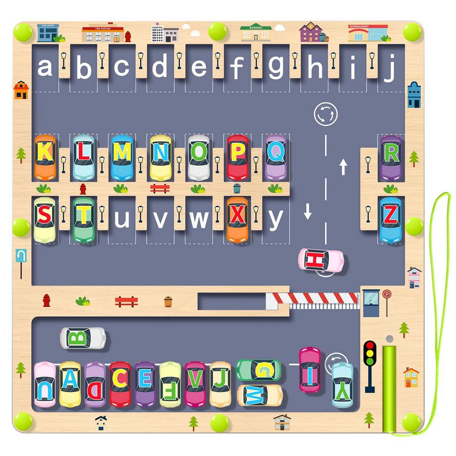 Activity-board  Magnetspiel Holz-Labyrinth-Spiel Kinderspielzeug Alphabet-Lernspielzeug Motorik-Spielzeug 