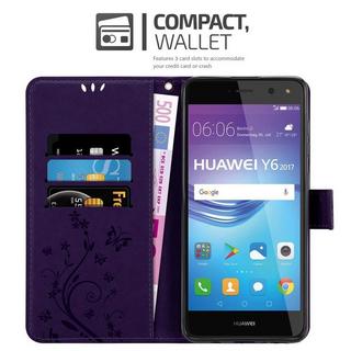 Cadorabo  Hülle für Huawei Y5 2017 / Y6 2017 Blumen Design Magnetverschluss 