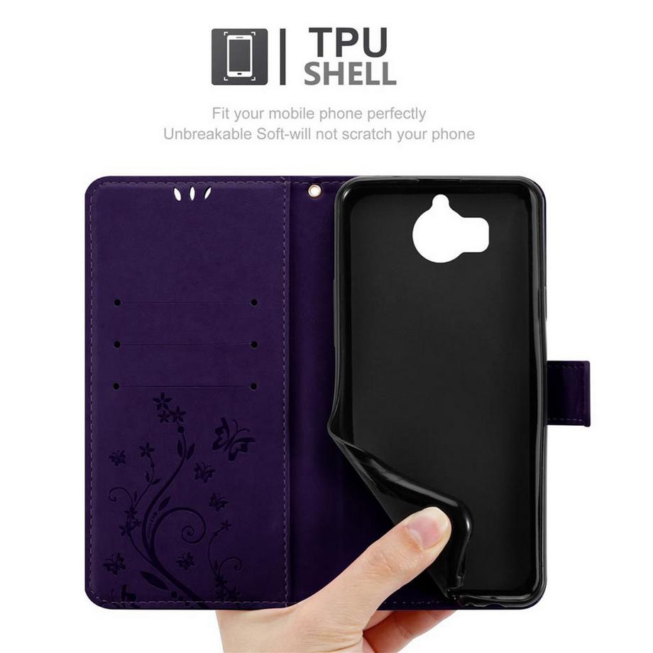 Cadorabo  Hülle für Huawei Y5 2017 / Y6 2017 Blumen Design Magnetverschluss 