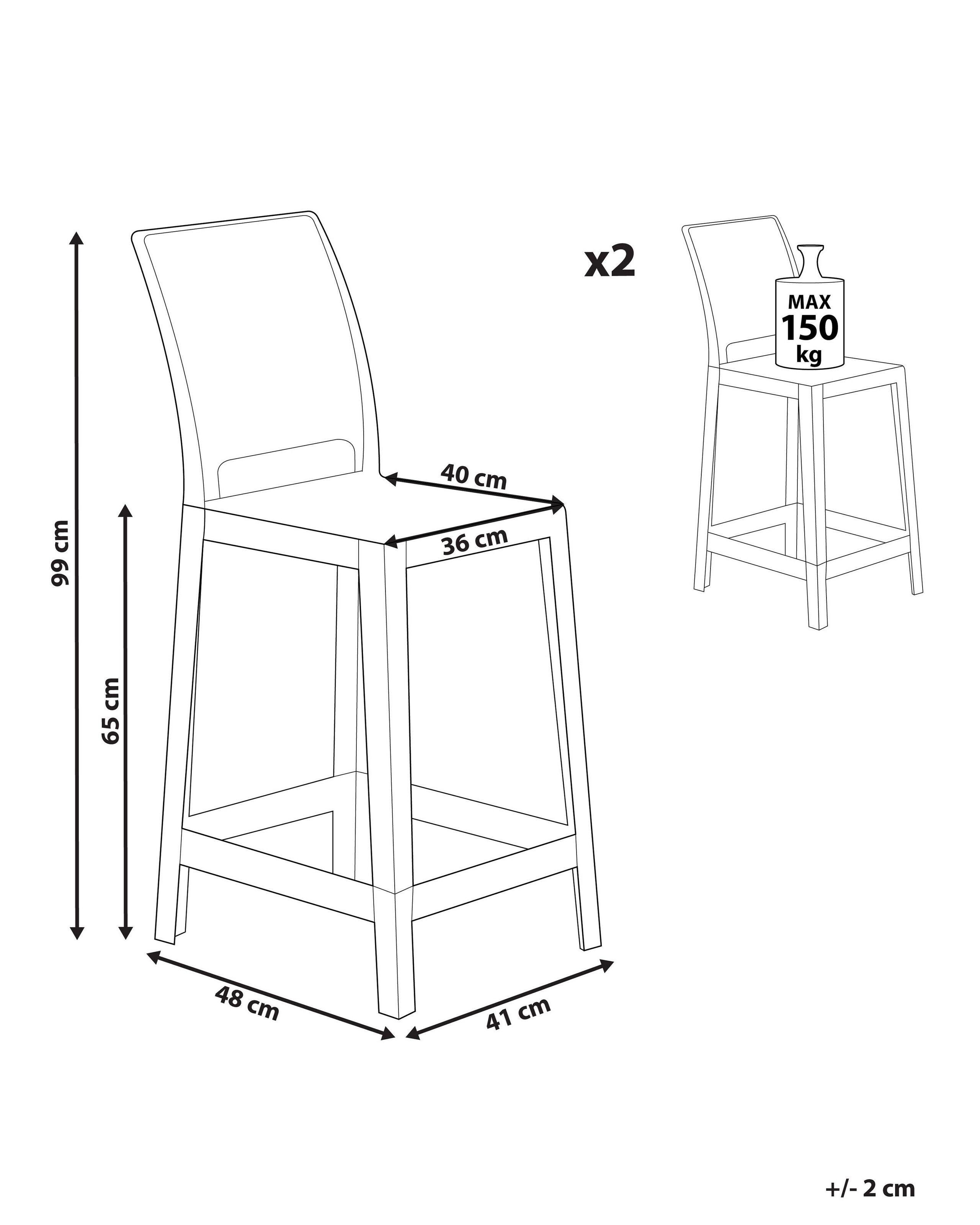 Beliani Lot de 2 chaises de bar en Polycarbonate Moderne WELLINGTON  