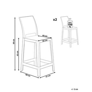 Beliani Set mit 2 Barstühlen aus Polycarbonat Modern WELLINGTON  