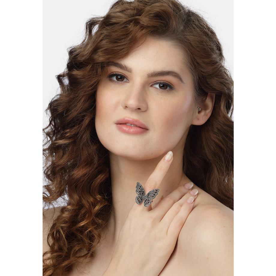 AVANT-GARDE PARIS  Bague papillon fantaisiste étincelante - Taille unique 