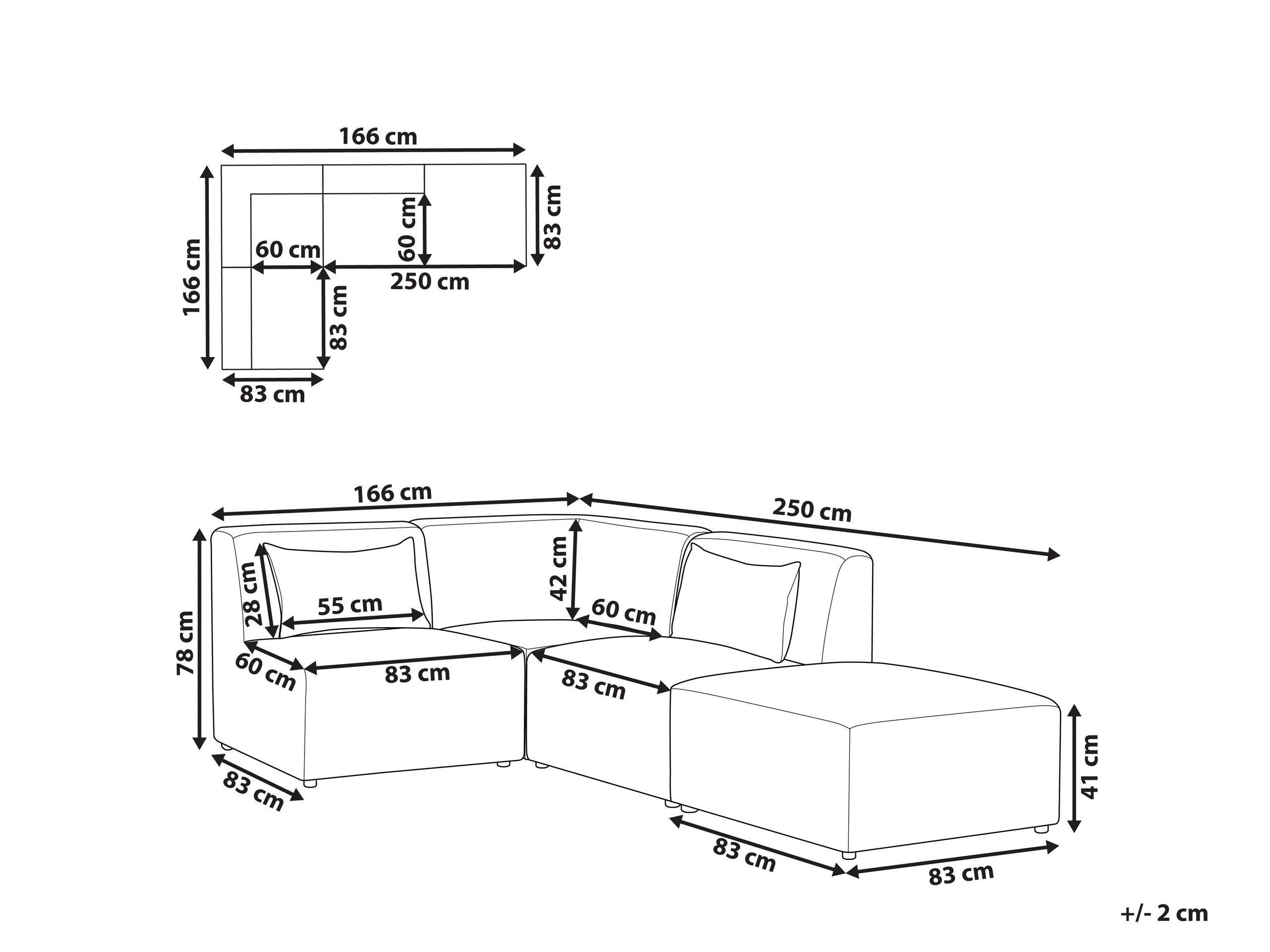 Beliani Canapé avec pouf en Velours côtelé Moderne LEMVIG  