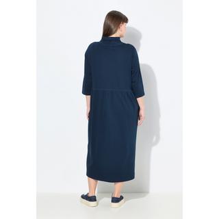 Ulla Popken Jersey Maxikleid Stehkragen 3/4-Arm Biobaumwolle  