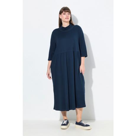 Ulla Popken Jersey Maxikleid Stehkragen 3/4-Arm Biobaumwolle  