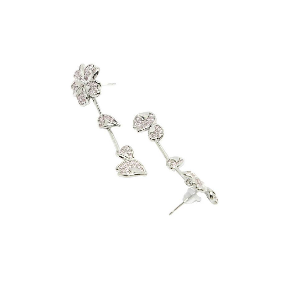 AVANT-GARDE PARIS  Ikone Silberfarbige Florale Tropfenohrringe 