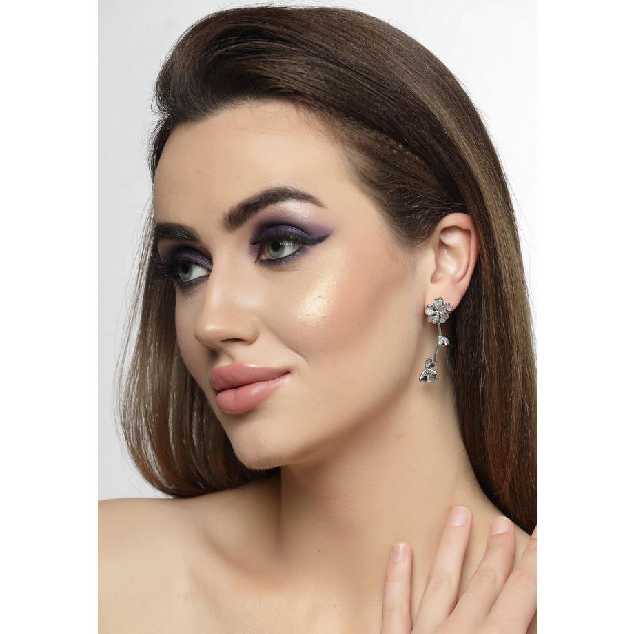 AVANT-GARDE PARIS  Ikone Silberfarbige Florale Tropfenohrringe 