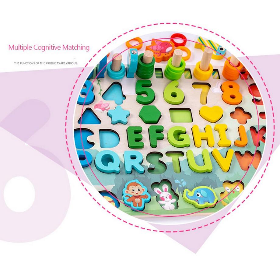 Activity-board  Buchstaben-Zahlen-Spiele, Angelspiel aus Holz, Form- und Farberkennung, Geschicklichkeitsspiele, Lernspielzeug für Kinder, ABC-Spiel 