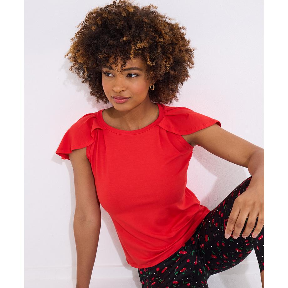 Jersey-Top mit Flatterärmeln