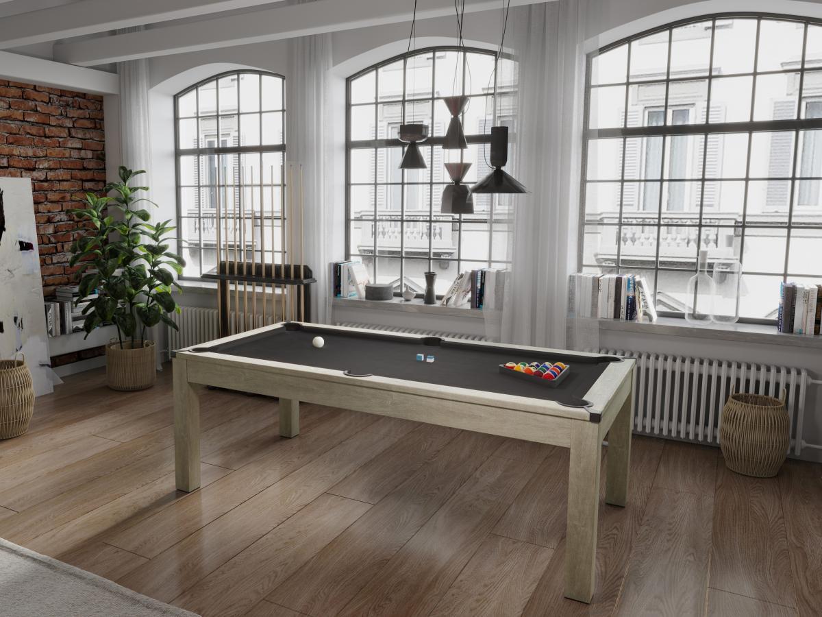 Vente-unique  Multifunktionstisch - Billard & Tischtennis - 182 x 102 x 80 cm - Holzfarben hell - HENK 