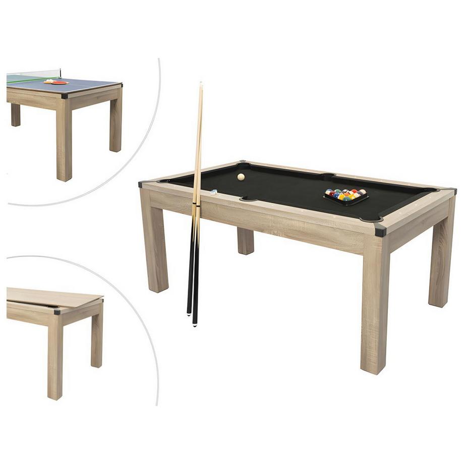 Vente-unique  Table transformable  Billard & Ping-pong - Coloris naturel clair - L182 x l102 x H80 cm - HENK 