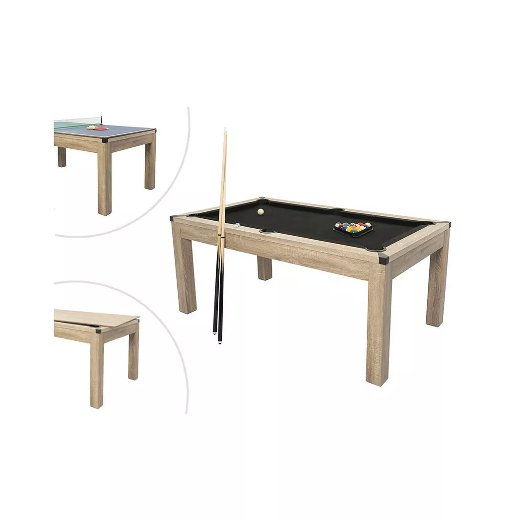 Vente-unique - Multifunktionstisch - Billard & Tischtennis - 182 x 102 x 80 cm - Holzfarben hell - HENK, One Size, Beige