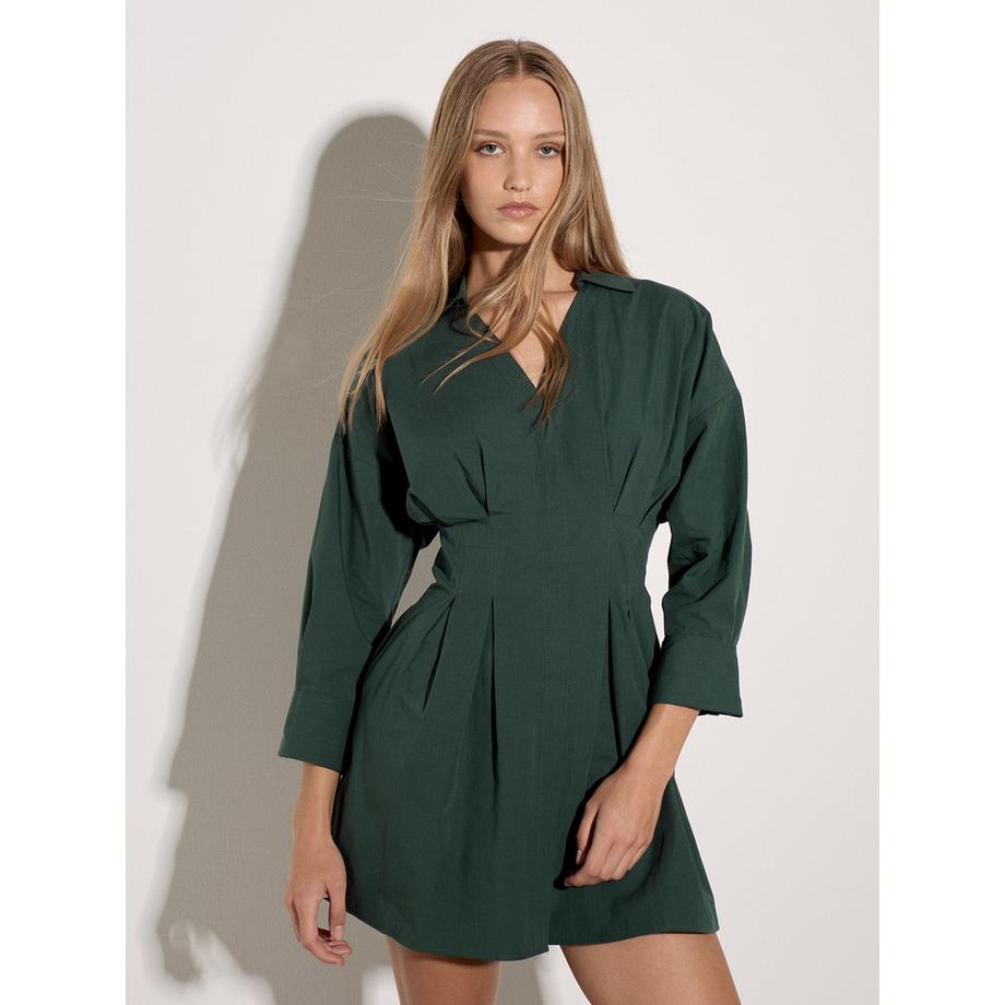 Mini-robe chemise smockée