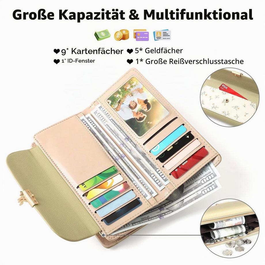 Only-bags.store Grand Portefeuille de Protection RFID En Cuir  