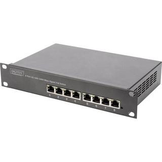 Digitus  Switch PoE Gigabit Ethernet 10″ 8 ports, 8 x 10/100/1000 Mbps, RJ45, PoE 96 W, avec angle de 10 