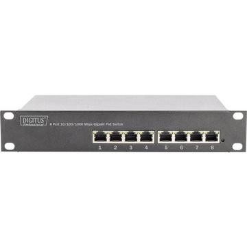 10″ 8-Port Gigabit Ethernet PoE switch, 8 x 10/100/1000Mbp,s RJ45, PoE 96W, inkl. 10″ Winkel