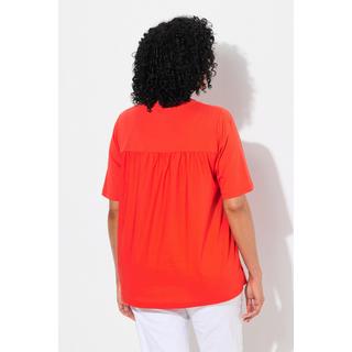 Ulla Popken T-shirt misto materiali linea ad A scollo a V mezze maniche  