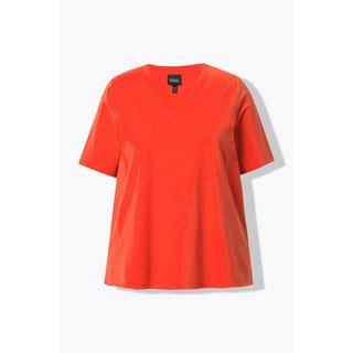 Ulla Popken T-shirt misto materiali linea ad A scollo a V mezze maniche  