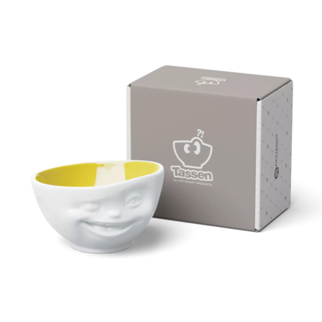 Grand bol en porcelaine hôtelière clin d'oeil intérieur jaune