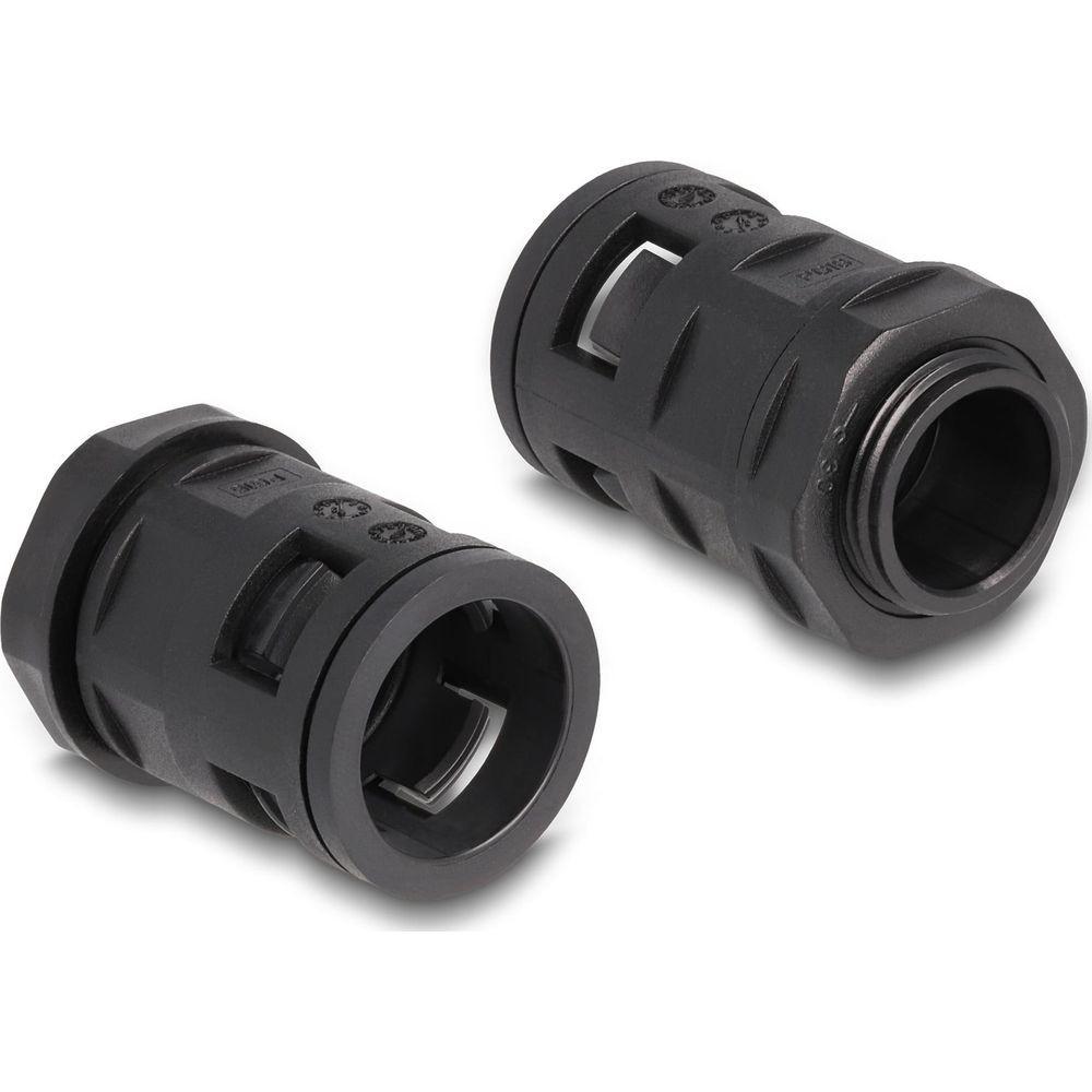 DeLock  Manicotto di protezione per cavo 2 mx 21,2 mm con set di raccordi per guaina PG16 nero 