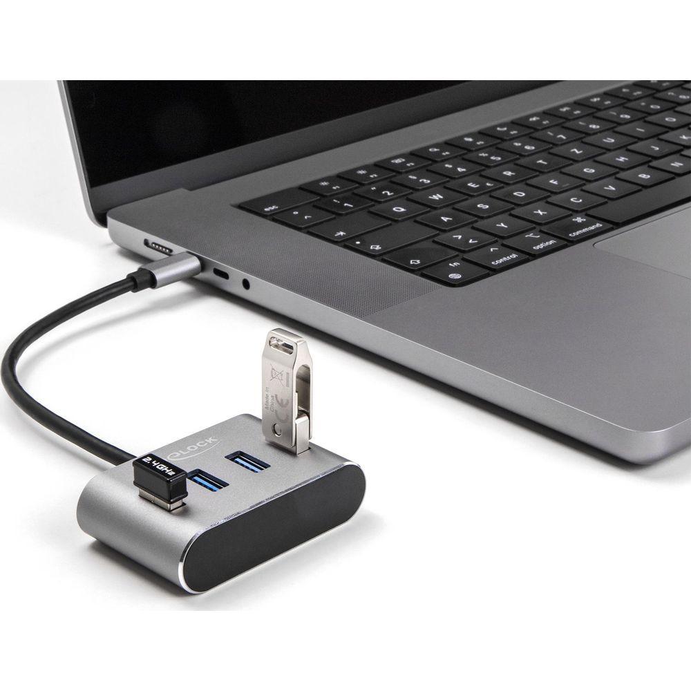 DeLock  Hub a 4 porte USB 5 Gbps con connettore USB Type-C - Porte USB Tipo-A sulla parte superiore 