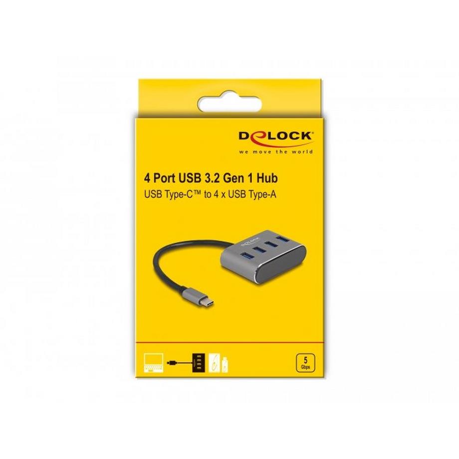DeLock  4 Port USB 3.2 Gen 1 Hub mit USB Type-C™ Anschluss 