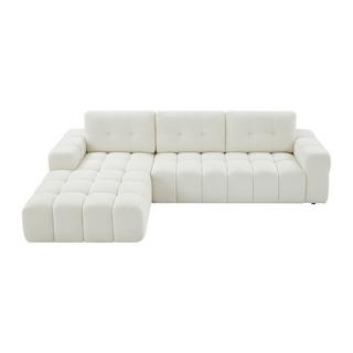Vente-unique Ecksofa - Ecke links - Bouclé-Stoff - Weiß - SOPELANA  