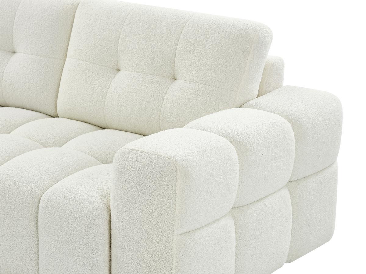 Vente-unique Ecksofa - Ecke links - Bouclé-Stoff - Weiß - SOPELANA  