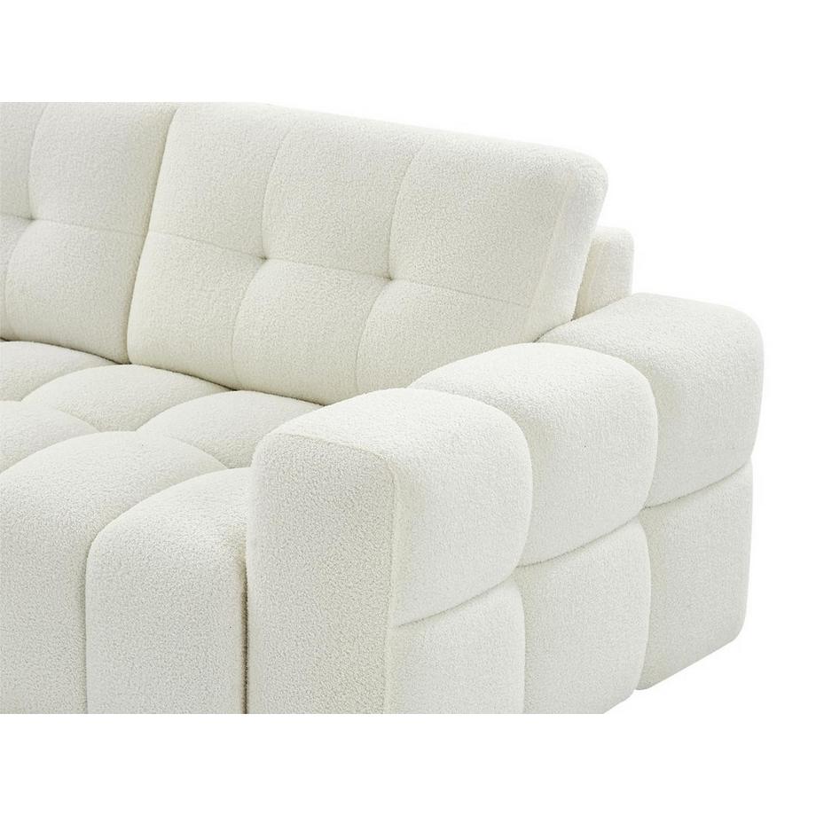 Vente-unique Ecksofa - Ecke links - Bouclé-Stoff - Weiß - SOPELANA  