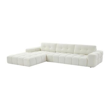 Ecksofa - Ecke links - Bouclé-Stoff - Weiß - SOPELANA