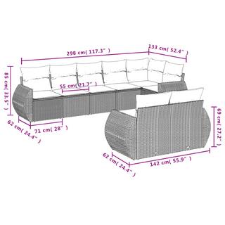 VidaXL Ensemble de canapés de jardin rotin synthétique  