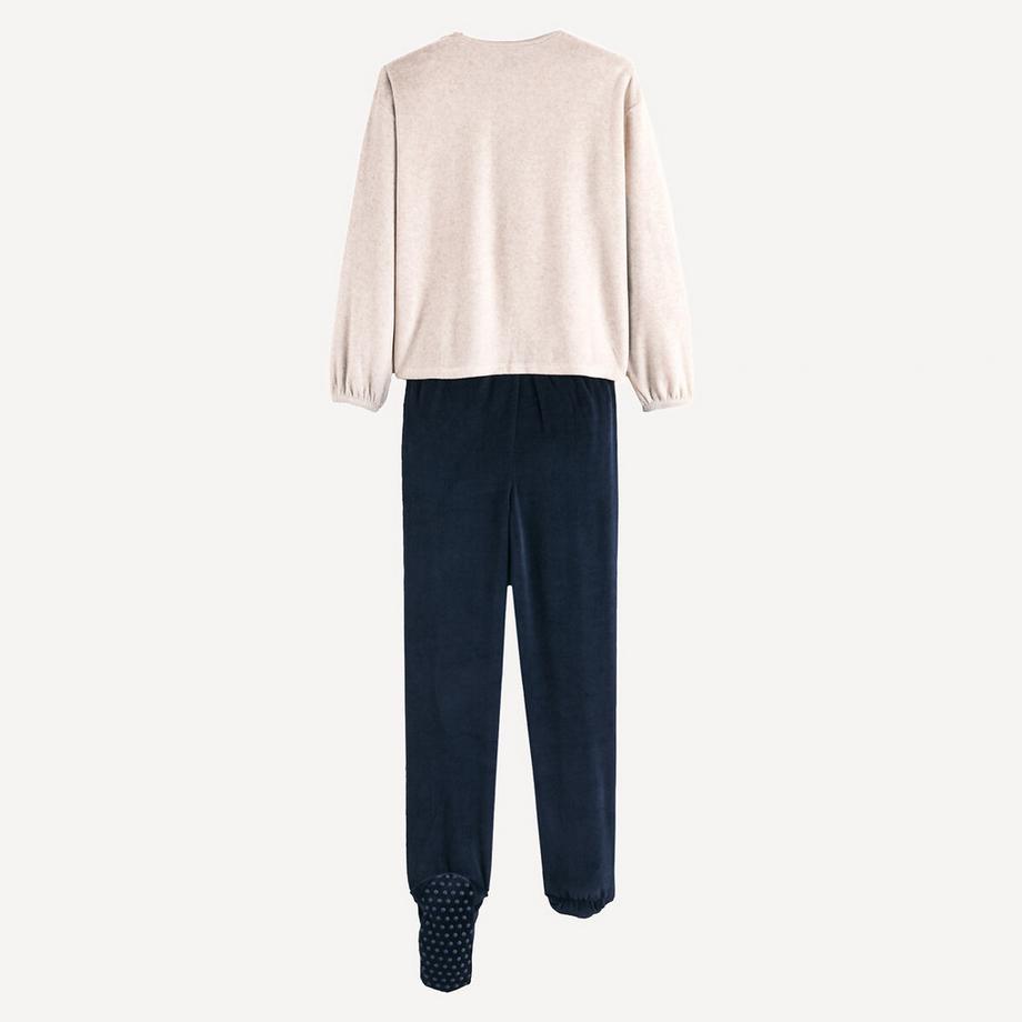 La Redoute Collections  Samtpyjama mit Füssen 