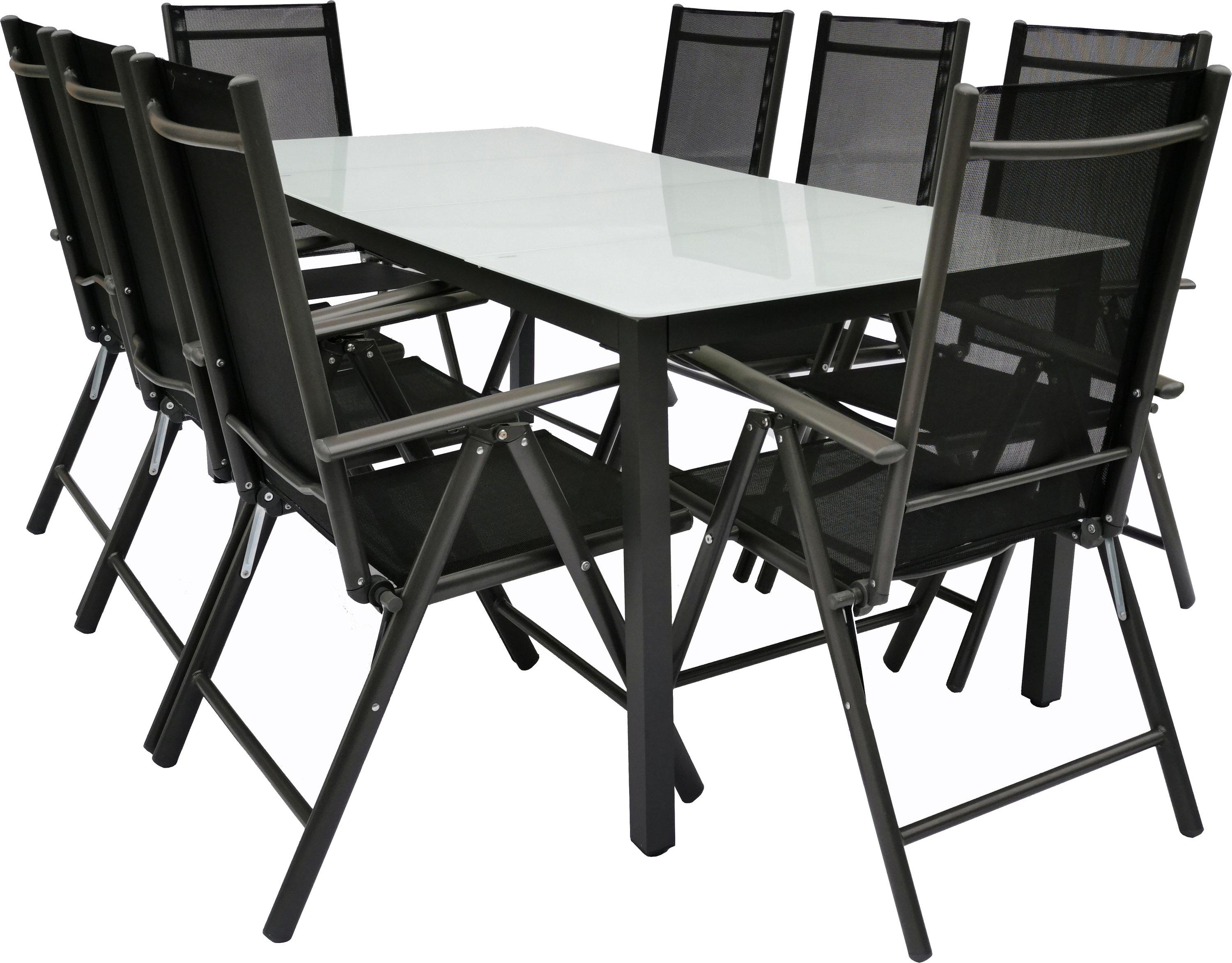 VCM Set de meubles de jardin en alu verre Ensemble de jardin Ensemble de salle à manger Table Chaises x8  